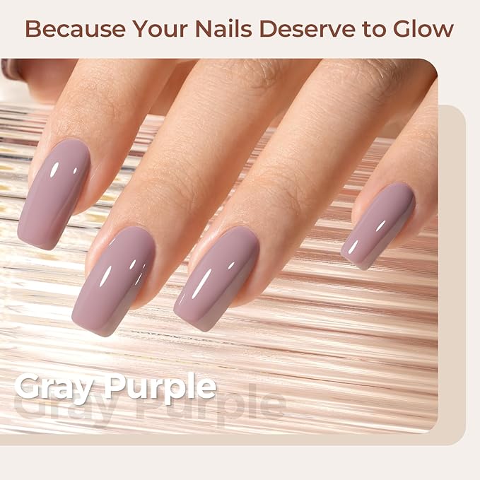 AILLSA Gel Nail Polish Dusty Mauve Jelly Gels Polish Gray Purple Neutral Nude Polish Dark Lavender Nude Natural Color Fall Winter Soak Off U V Gel for Nail Salon at Home 0.51 Fl Oz/GC02