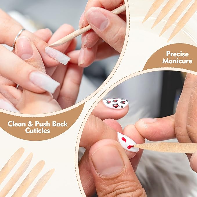 AHIER 50PCS/150PCS/500PCS/1000PCS Nail Art Orange Wood Sticks Cuticle Pusher Remover Manicure Pedicure Tool 110mm (150P)