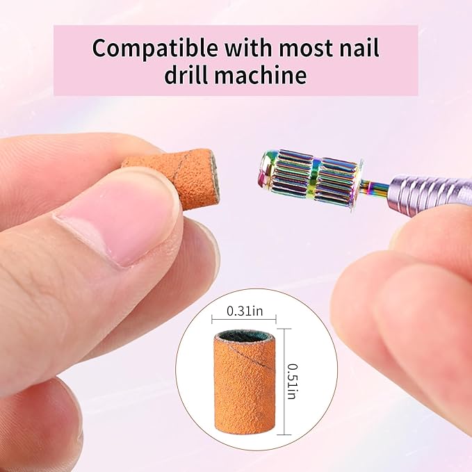 Sanding Bands for Nail Drill KOYOPEPI Nail Drill Sanding Bits #100#120#150#180#240 Grits 250Pcs Nail Sanding Bands Mandrel Bit