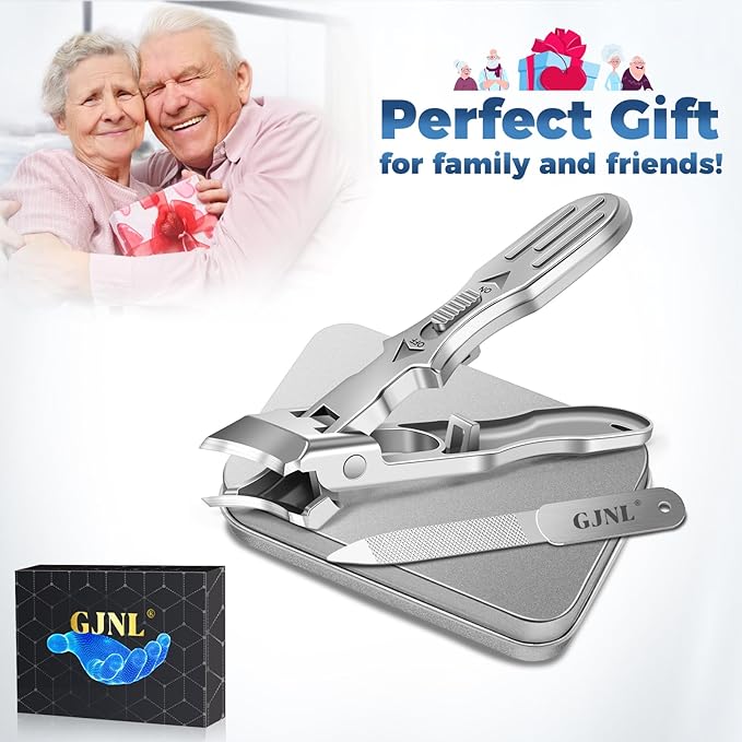 Ingrown Toenail Clippers - Christmas Xmas Presents Gifts, Wide Jaw Opening Nail Clippers with Catcher, 45 Degrees Toenail Clippers for Seniors Slanted Nail Clipper Stocking Stuffers Gifts for Men