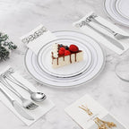 BESTVIP 350 PCS Disposable Silver Plates and Silverware Set - Image 3
