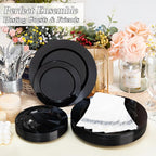 BESTSTAR 100PCS Black Plastic Plates Set | 50 10.25 inch Dinner Plates and 50 - Image 3