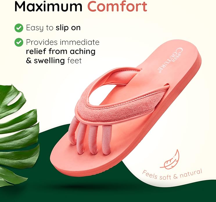 Pedi Couture Pedicure Sandals with Built In Toe Separators for Women - Comfortable Spa Style Flip Flops for Home, Salon, Yoga & Gym Use