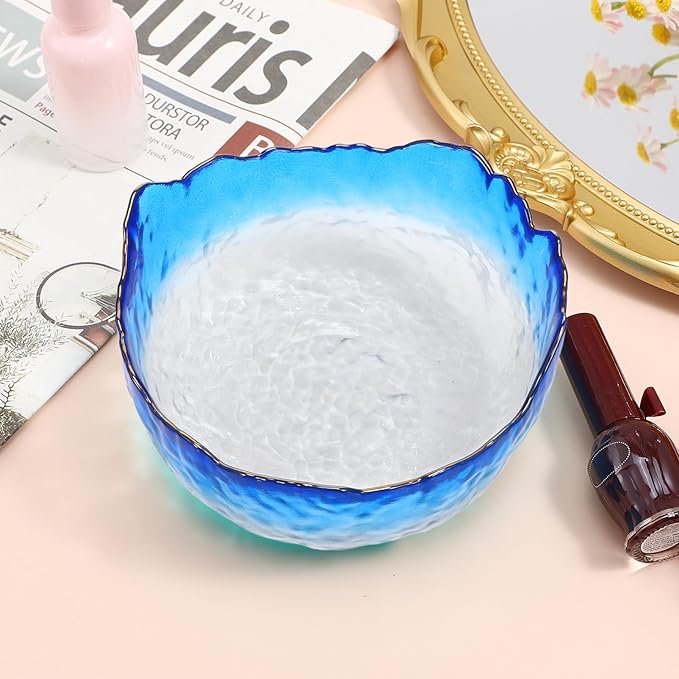 2pcs Glass Nail Soaking Bowls, Manicure Hand Soak Polish Remover Wash Soaker Supplies, Nail Art Tips Bowl for Fingernail Toenail Caring Polish Removal, 5.3In