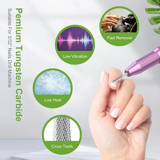 Cnynail 3/32" 4.0MM Small Cone Clean Medium Grit Carbide Cuticle Cleaner Bit for Electric Nail Drills – Professional Manicure Tool for Nail Salons and Home Use (F Grit. Silver)
