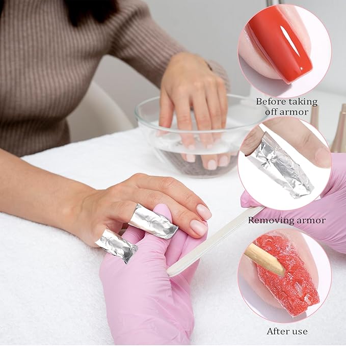 100 Pcs Gel Nail Polish Remover, Gel Nail Foil Wraps Soak Off Foils Cotton Pads