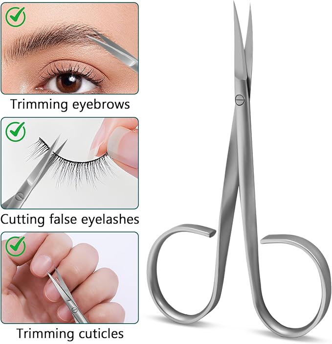 CGBE Cuticle Scissors Extra Fine Curved: Stainless Steel Eyebrow Scissor, Professional Manicure Scissors for Manicure, Eyelashes, Eyebrow, Dry Skin For Women And Men
