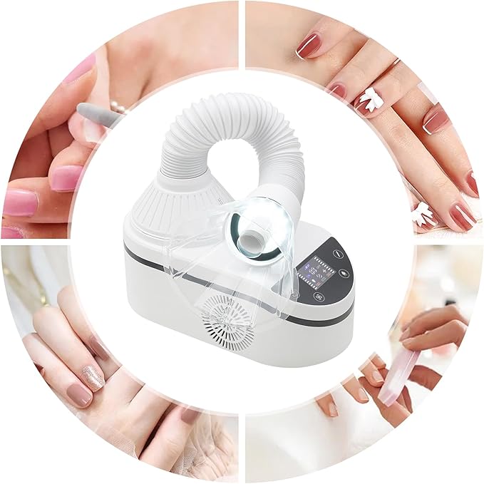 Professional Nail Dust Collector, 230W Powerful Dust Vacuum Cleaner, Nail Dust Collecting Machine with Dust Hose and Cover,Led Spotlight, for Nail Art, Veneer, Nail Care, Crafting