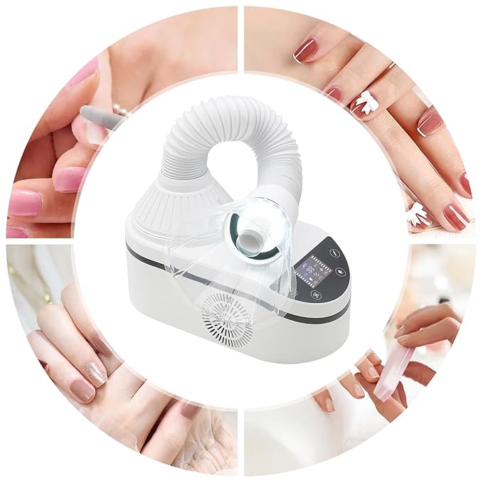 Nail Dust Collecting Machine, Adjustable Speed Nail Dust Collector with Reusable Filter, Tabletop Nail Dust Cleaning Machine for Acrylic Gel Nails Polishing, Nail Salon