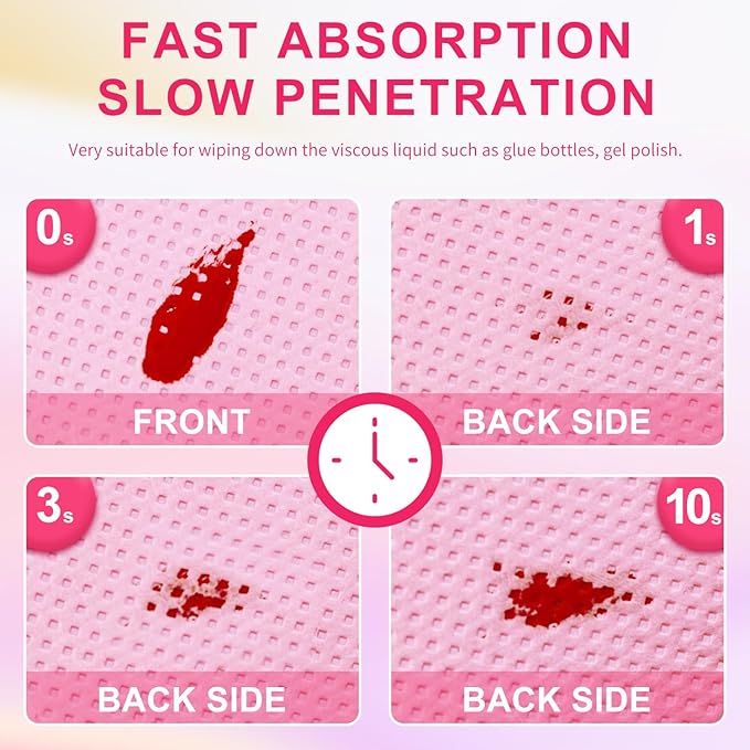 NXJ INFILILA 1080PCS Lint Free Nail Wipes Kit, Pink Gel Nail Polish Remover Set with 1PCS Acetone Pump Dispenser Bottle 200ml(6.8oz) for Professional Soak Off Gel Polish Remover