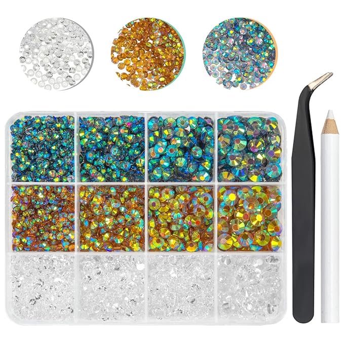 Transparent Resin Rhinestones for Crafting 3mm 4mm 5mm 6mm Flatback Clear Stones No-Hotfix 3 Color Clear Amber Brown Gray AB Gems Diamonds Charms for Nails Face Eyes Makeup Crafts Clothes Shoes