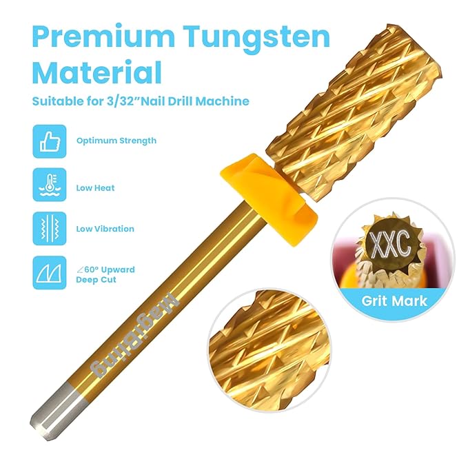 3/32'' Super Cut Nail Drill Bits for Fast Hard Gel Removal, MagiBling Tungsten Carbide Bits for Professional Users, Upward Deep Cut, Right Hand Use, Manicure Cuticle Gel Polishing, Double Coarse.