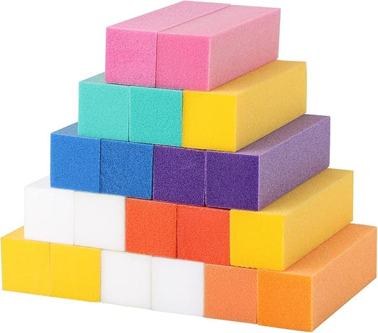 Nail Buffer Sanding Block Multicolor Natural and Acrylic Nail Buffing Blocks 20 Pack for Natural Nails