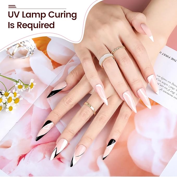 JODSONE 10pcs Nail Art Gel Liner,3D Effect Gel Nail Polish Thin Brush Painted DIY at Home Salon Design Gift for Girls