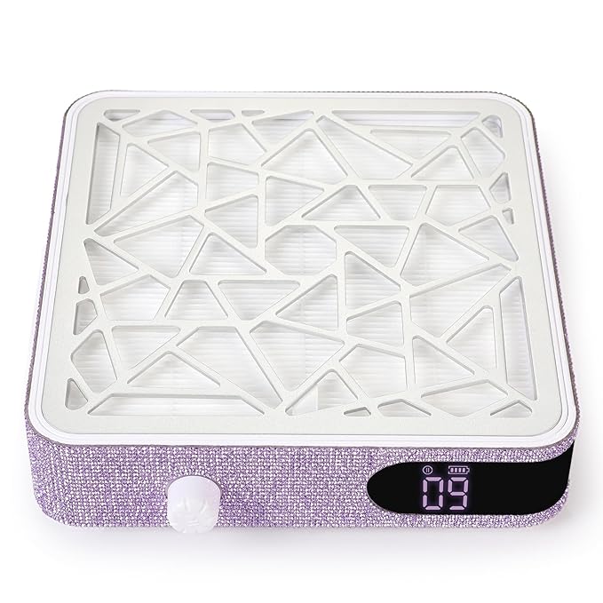 Nail Dust Collector, Powerful Vacuum Fan Vent Dust Collector Extractor Dust Suction Machine for Acrylic Nails Polishing, Nail Salon&Home, Purple Diamond