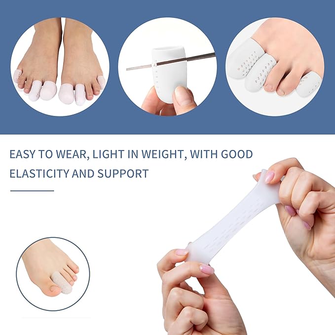 8 Pairs Big Toe Protector Gel Hammer Toe Cap Silicone Toe Cover Sleeves with Holes Breathable Toe Sleeves for Blisters Corns Ingrown Toenails Reduce Friction Calluses