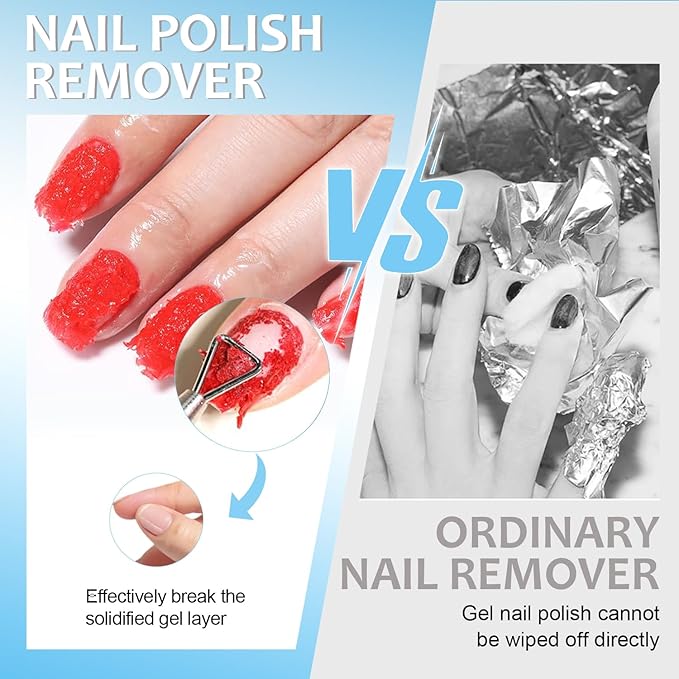 15ml Quick Gel Nail Polish Remover & Nail Latex Tape Kit, Fast Acting in 3-5 Mins, Includes Mini Nail File, Cuticle Pusher & Scraper, Gentle & No Soaking & No Wrapping (Remover&Latex)
