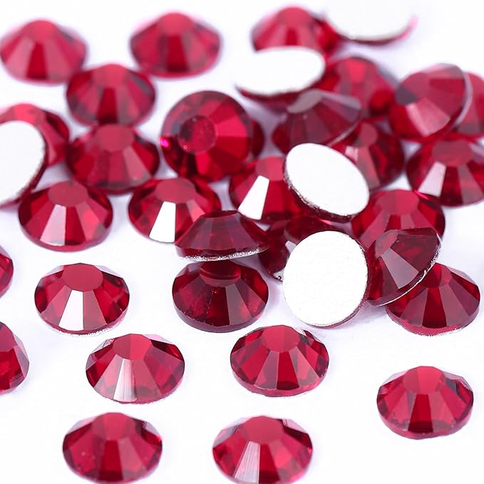 Novani Dark Red Rhinestones 3000Pcs Flatback Crystal Round Loose Gemstones Glass Rhinestones for Crafts Makeup Nail Art Clothes Shoes DIY Decorations(SS8, 2.3-2.5mm)