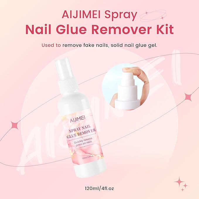 Spray Nail Glue Remover & Cuticle Oil Pen Set Press on Nail Remover Glue off Remove Nail Care Nails Art Tools with Nail Polish Remover Pads (set1)