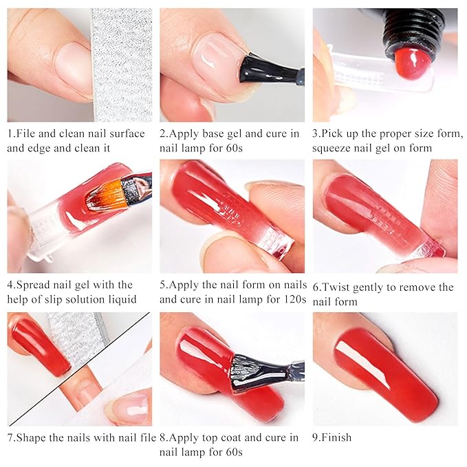 MEET ACROSS Poly Nail Gel 10Pcs Nail Extension Gel Set and Nail Extension Starter Kit for Beginners Nail Art DIY Home Gifts for Women (SET-8, 10pcs)