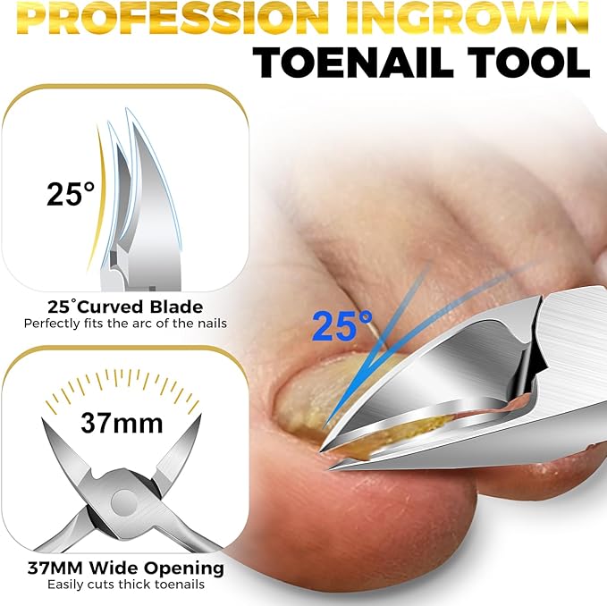 Toenail Clippers for Men Thick Toenails- Stocking Stuffers for Men 2025 Sharp Heavy Duty Toenail Clippers w Wide Opening, 5PCS