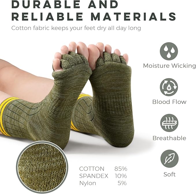 Toe Separator Socks,Foot Alignment Sock for Health Care, Pain Relief, Bunion Corrector, Breathable Toe Socks for Women/Men