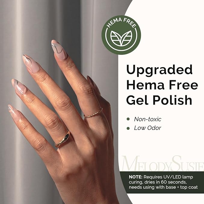 MelodySusie Hema Free Gel Nail Polish, 0.5 Fl Oz Thick Sand Nude Gel Polish, Non Toxic, Long Lasting, Soak Off UV Nail Polish, Manicure Nail Design Salon DIY Nail Art at Home 110