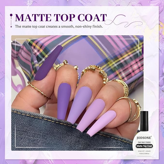 JODSONE 3Pcs Base Coat Glossy Top Coat Matte Top Coat for Long Lasting Shine and Velvety Finish 16.5ml Each Salon-Quality Nail Care Set