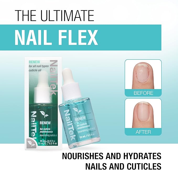 Nail Tek Renew Cuticle Oil – Nourishing & Hydrating Cuticle Treatment, Moisturizing Nail Care, Softens Dry Cracked Cuticles, Promotes Healthy Nails Growth, 0.5 fl oz