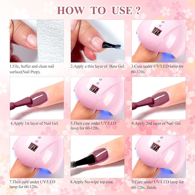 MEET ACROSS Gel Nail Polish Set, 8 Colors Nude Pink Milky White Gel Polish Set Peach Pink Skin Tones Neutral Nail Polish Barely Pink Soak Off LED Starter Kit Popular Nail Art DIY Manicure Gifts