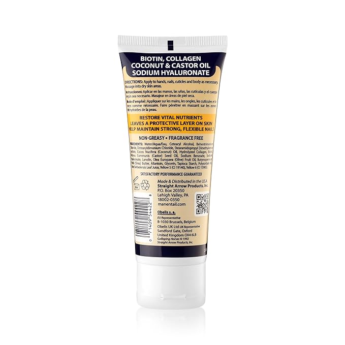 Mane 'n Tail Hoofmaker Hand & Nail Therapy 3.4 oz with biotin, Collagen, and Allantoin That Strengthen and Soften Skin Contains shea Butter & Fragrance Free