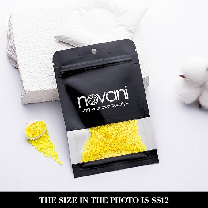 Novani 3000 Pieces Flatback Rhinestones Glass Round Gems Neon-Yellow Crystals for Nail Art DIY Crafts Clothes Shoes,SS12,3.0-3.2mm