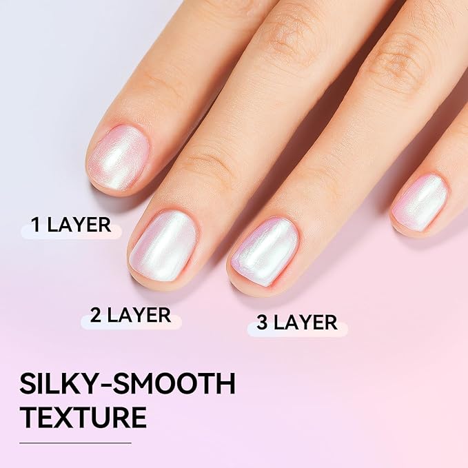 MIZHSE Quick Dry Pearl Nail Polish, Aurora Purple Nail Polish, Fast Drying Glossy Shimmery Mermaid Nail Lacquer Trendy DIY at Home Nail Gift Spree
