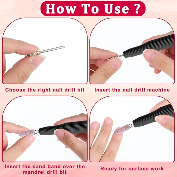8 PCS Mandrel Bits for Small Sanding Bands, 3.1 Mm Mini Mandrel Nail Drill Bit, Small Sanding Bands Nail Drill Bits for Electric Drills File Machine Manicure Accessory