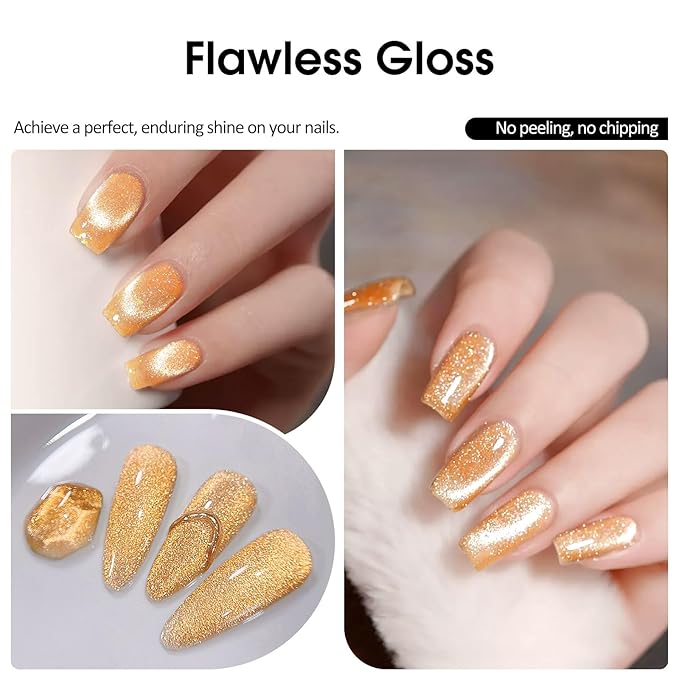 VENALISA Cat Eye Gel Nail Polish 1 Pcs 10ML Shimmer Orange Glitter Magnetic Gel Polish Soak Off Salon Manicure DIY at Home Nail Art For Girls Women