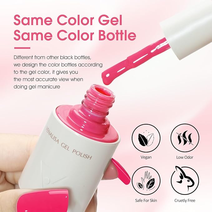 VENALISA Gel Nail Polish Set, 5 Colors 10ML Gel Polish Kit Red Nude Pink Coral Orange Soak Off Salon Manicure DIY at Home Nail Art For Girls Women