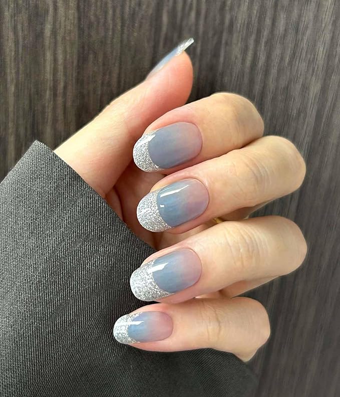 Nail Polish Strips - 22 Pcs Salon Quality Gel Nail Stickers - Long Lasting Wraps (Falling of Tide Blue)