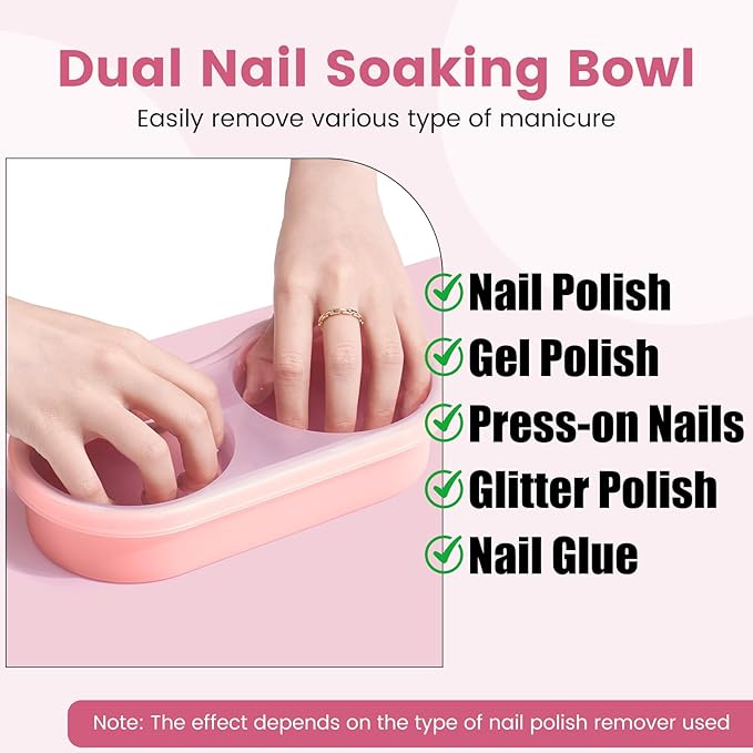 Dual Nail Soaking Bowl Acetone Proof: Soak Off Gel Nail Polish Dip Powder Remover Bowl- Cut the Soaking Time in Half Manicure Bowl for Salon Home