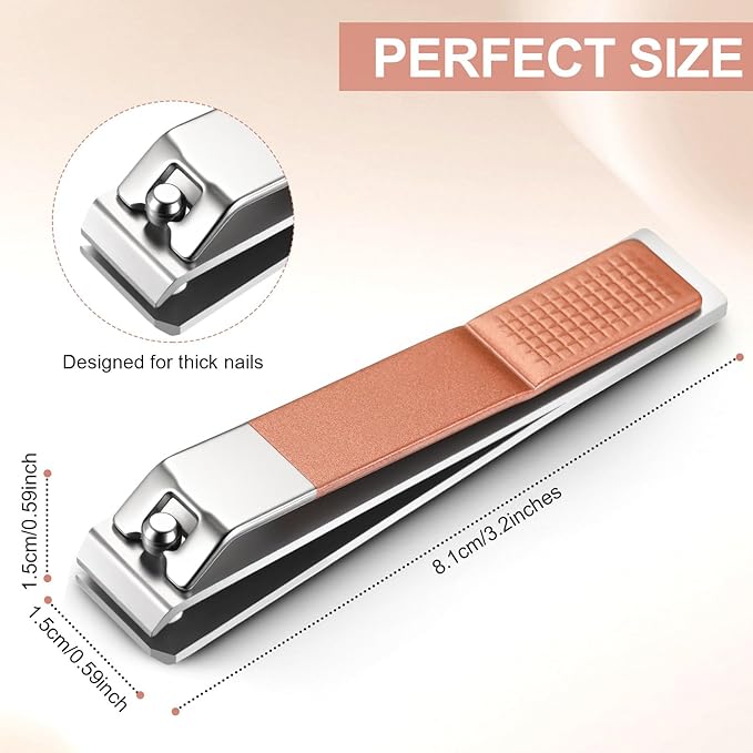 Mudder 6 Pieces Large Toenails Clippers Straight Edge Toenails Clippers Stainless Steel Nails Cutters for Men Women Thick Nails (Rose Gold)