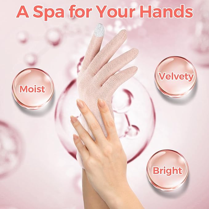 Donfri 2 Pairs Moisturizing Gloves Overnight Kids Cotton Gloves for Eczema Lotion Gloves for Dry Hands,Gloves with Touchscreen Fingers Sleeping (XS)