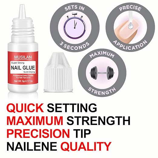 12 Bottle 5g Nail Glue,Super Strong Nail Glue for Press On Nails,Professional Upgrade Safety & Quick Dry Nail Gel for Acrylic Nails Tips & False Nail Long Lasting for Stick On Broken