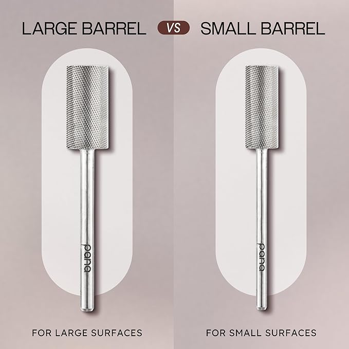 PANA Flat Top Large Barrel 3/32" Shank Size - (Silver, Extra Fine Grit) - Fast remove Acrylic or Hard Gel Nail Drill Bit for Manicure Pedicure Salon Professional or Beginner