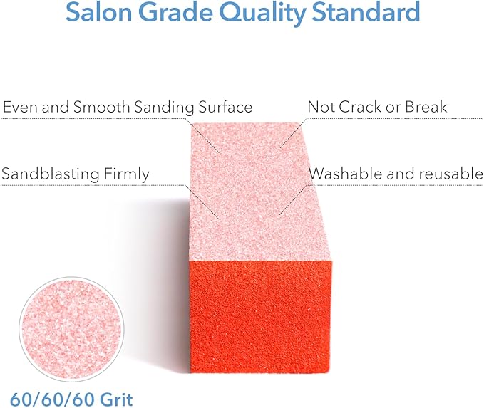 Nail Buffers, 10pcs Buffering Block 3 Way Coarse Grit 60/60/60, 3.5" Long, Pre Application Buff for Acrylic Nail Gel Polish Nail, Pedicure, Manicure, Orange