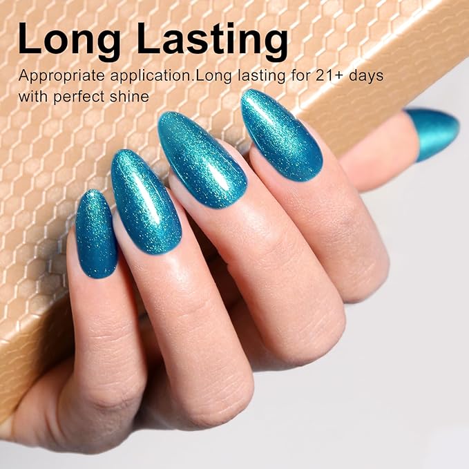 Imtiti Glitter Gel Nail Polish, 1 Pcs 0.5 fl oz Shimmer Blue gel nail polish Color Soak Off Gel Polish Nail Art Manicure Salon DIY Nail Lamp Gel Nail Design Christmas Decoration