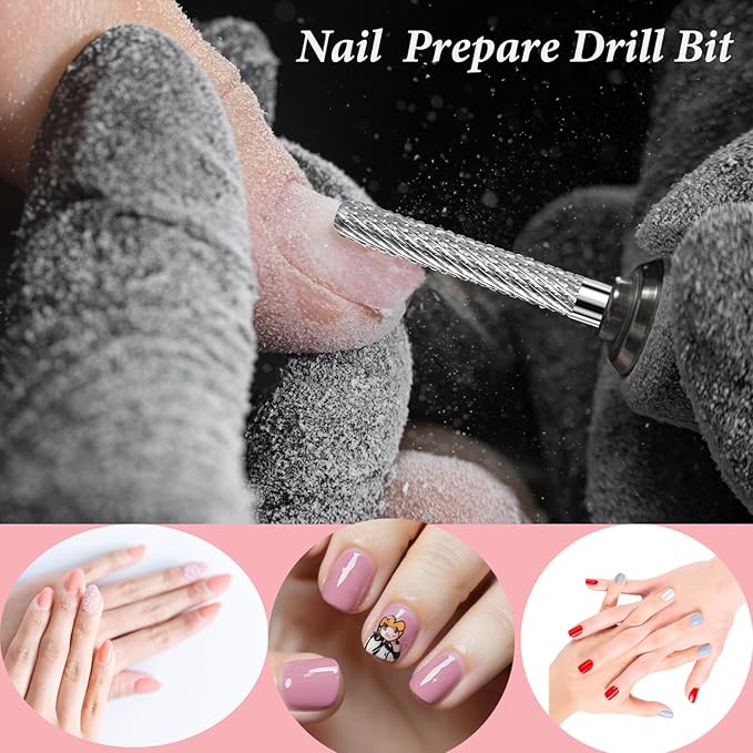 Nail Drill Bit Double Heads Cuticle Nail Drill Bit 3/32" Professional Tungsten Carbide Nail Bit,Safety for Nail Prepare,Dead Skin Cleaner,Manicure Pedicure Nail Supplies Home Salon,Fine
