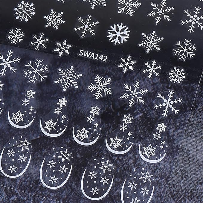 3 Sheets Christmas Nail Stickers for Nail Art WLGDLH 3D Self Adhesive Nail Art Stickers Multicolor Snowflakes Nail Decals Winter Snowflake Nail Supplies for Women DIY Christmas Decorations
