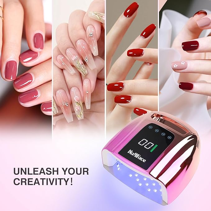 96W Rechargeable UV LED Nail Lamp UV Light for Gel Nails Cordless Gel Nail Lamp Nail Dryer with 42 Beads Smart Sensor & Metal Base
