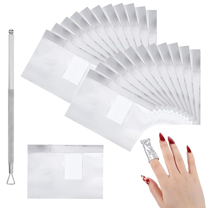 200 PCS Nail Remover Foil Wraps, Nail Foils Soak off, Gel Nails Polish Remover, Nail's Polish Removers Nails Foil Wraps with Cotton Pads (Silver)