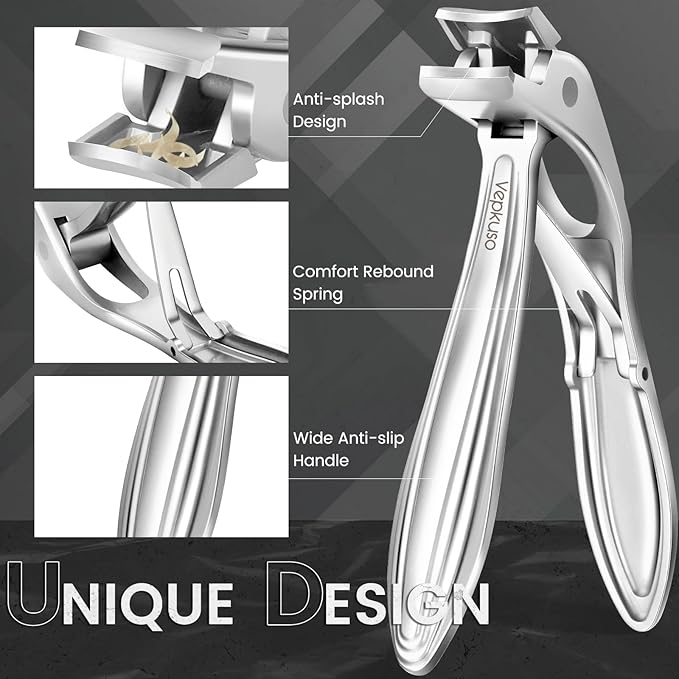 Toenail Clippers & Nail Clippers Set for Seniors - Heavy-Duty Long Handled Toenail Clippers for Thick Toenails, Men & Women | Hygienic Manicure Set | Gift Idea