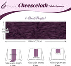 6 Pack Dark Purple Cheesecloth Table Runner, 17 x 108 inch, Semi Sheer Boho - Image 3